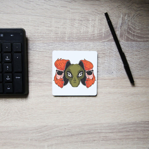 Hipster alien funny space coaster drink mat - Graphic Gear