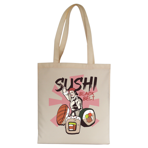 Sushi black belt funny tote bag canvas shopping - Graphic Gear