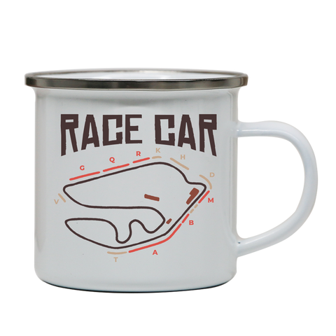 Race car circuit enamel camping mug outdoor cup colors - Graphic Gear