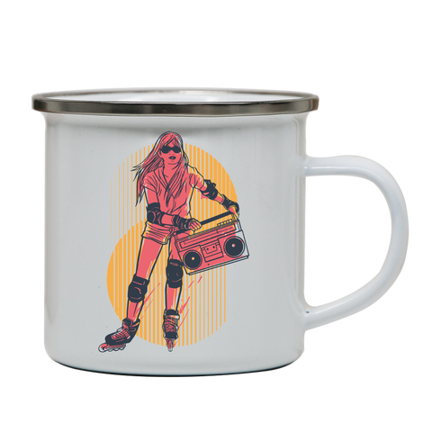 Rollerskates girl hobby enamel camping mug outdoor cup colors - Graphic Gear