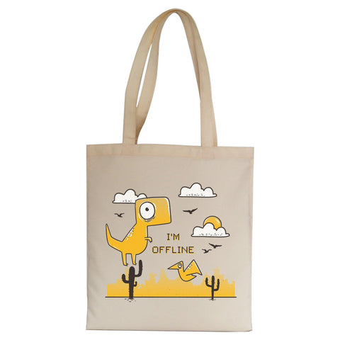 Funny  jumping dino I am offline tote bag canvas shopping - Graphic Gear