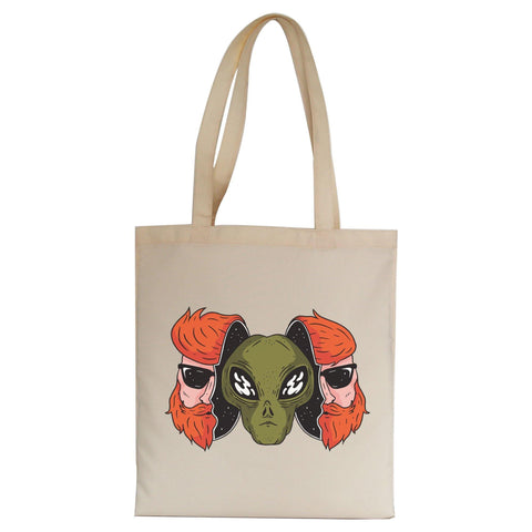 Hipster alien funny space tote bag canvas shopping - Graphic Gear