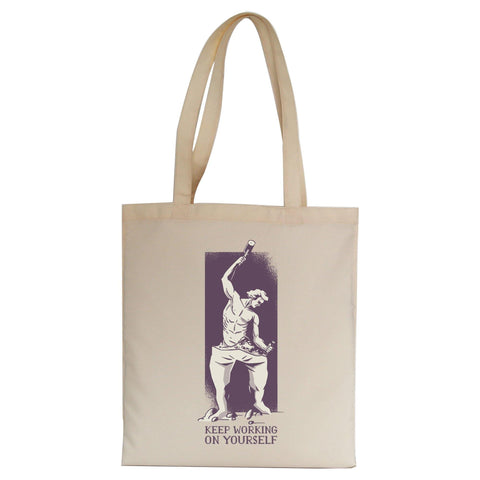 Personal growth motivation sculpture stoicism tote bag canvas shopping - Graphic Gear