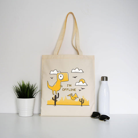 Funny  jumping dino I am offline tote bag canvas shopping - Graphic Gear