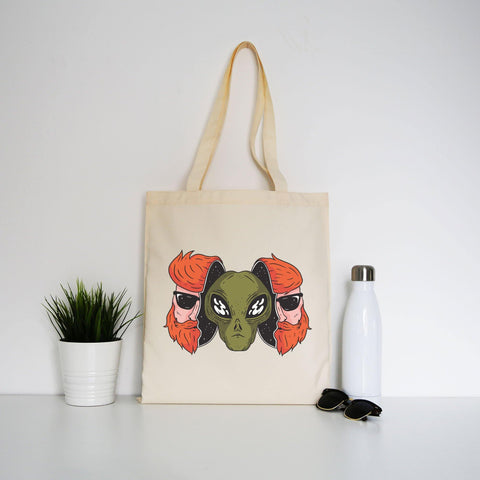 Hipster alien funny space tote bag canvas shopping - Graphic Gear