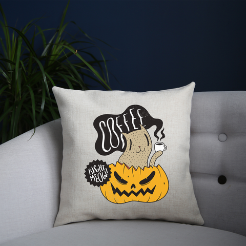 Coffee right meow drinking halloween cushion cover pillowcase linen home decor - Graphic Gear