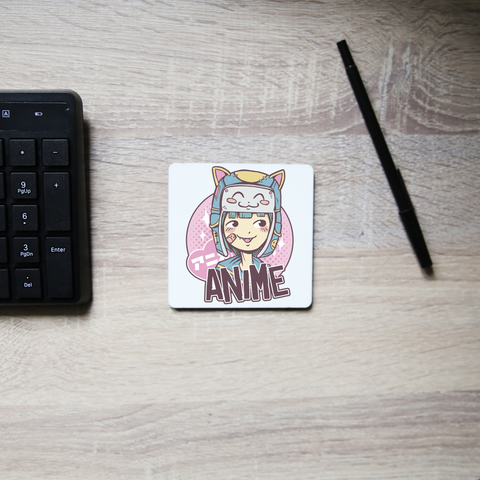 Anime cute girl coaster drink mat - Graphic Gear