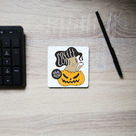 Coffee right meow drinking halloween coaster drink mat - Graphic Gear