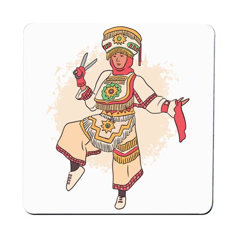 Peruvian scissor dancer coaster drink mat - Graphic Gear