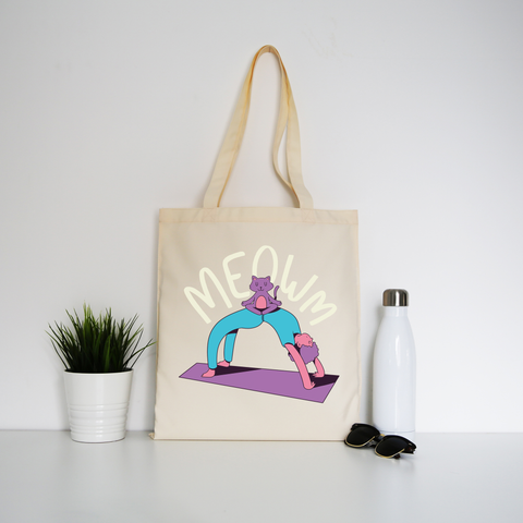 Meow yoga tote bag canvas shopping - Graphic Gear