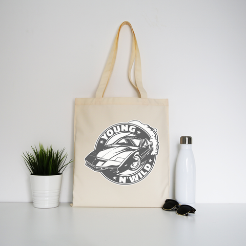 Muscle car badge tote bag canvas shopping - Graphic Gear