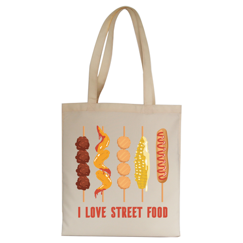 Street food love tote bag canvas shopping - Graphic Gear