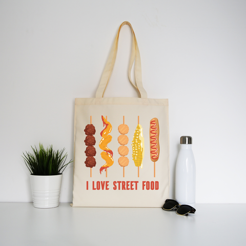 Street food love tote bag canvas shopping - Graphic Gear
