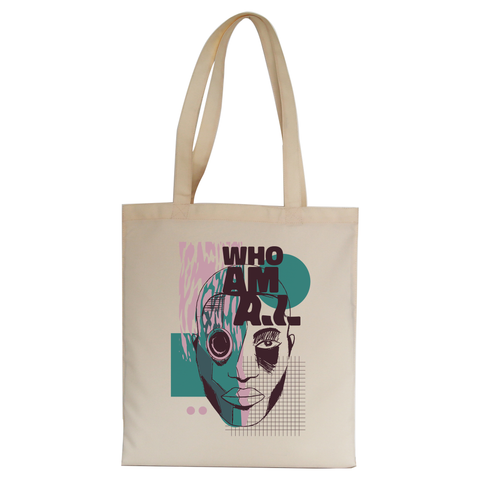 Who am I quote abstract tote bag canvas shopping - Graphic Gear