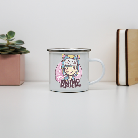 Anime cute girl enamel camping mug outdoor cup colors - Graphic Gear