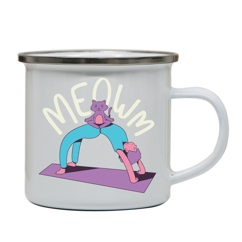 Meow yoga enamel camping mug outdoor cup colors - Graphic Gear