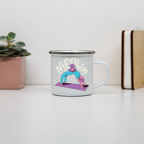Meow yoga enamel camping mug outdoor cup colors - Graphic Gear