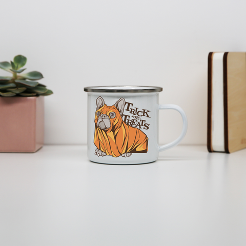 Trick or treats bulldog enamel camping mug outdoor cup colors - Graphic Gear
