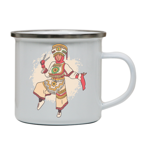 Peruvian scissor dancer enamel camping mug outdoor cup colors - Graphic Gear