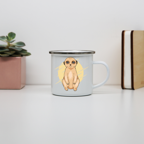 Cute Meerkat enamel camping mug outdoor cup colors - Graphic Gear