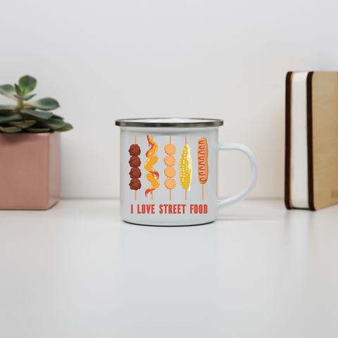 Street food love enamel camping mug outdoor cup colors - Graphic Gear