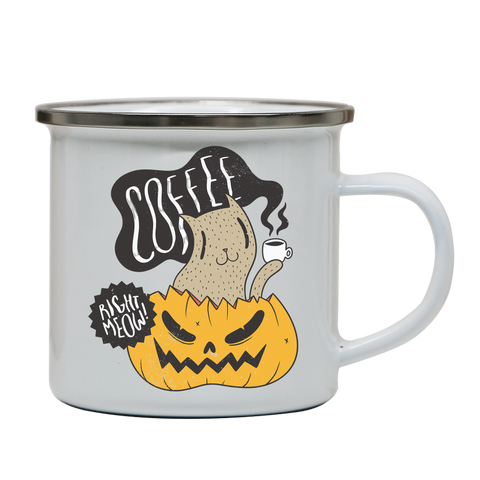 Coffee right meow drinking halloween enamel camping mug outdoor cup colors - Graphic Gear
