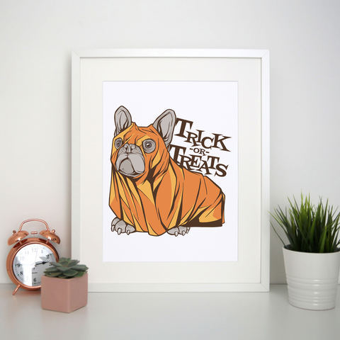 Trick or treats bulldog print poster wall art decor - Graphic Gear