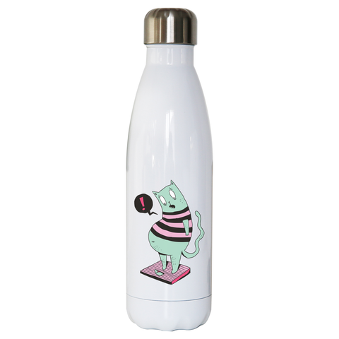 Fat cat funny water bottle stainless steel reusable - Graphic Gear