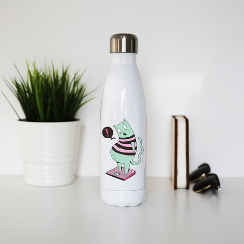 Fat cat funny water bottle stainless steel reusable - Graphic Gear