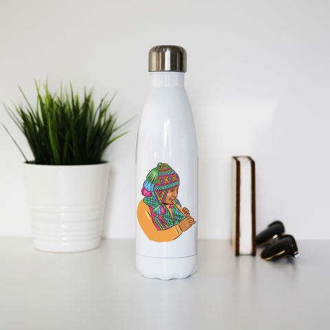 Peruvian Musician water bottle stainless steel reusable - Graphic Gear