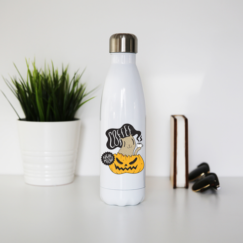 Coffee right meow drinking halloween water bottle stainless steel reusable - Graphic Gear