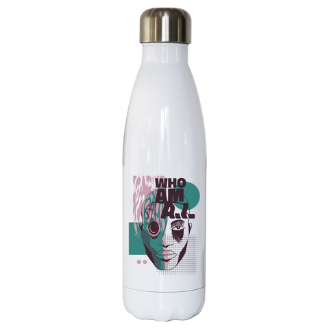 Who am I quote abstract water bottle stainless steel reusable - Graphic Gear