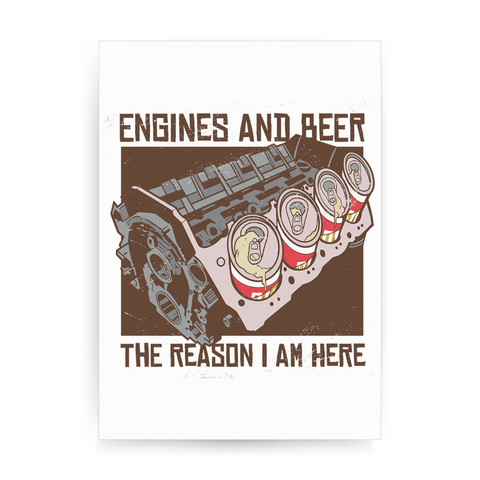 Engines and beer print poster wall art decor - Graphic Gear