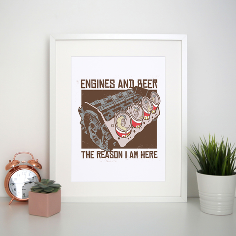 Engines and beer print poster wall art decor - Graphic Gear