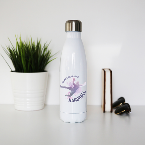 Handball quote playing water bottle stainless steel reusable - Graphic Gear