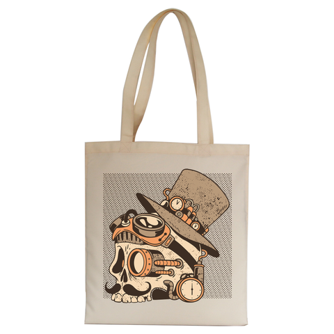 Skull steampunk tote bag canvas shopping - Graphic Gear