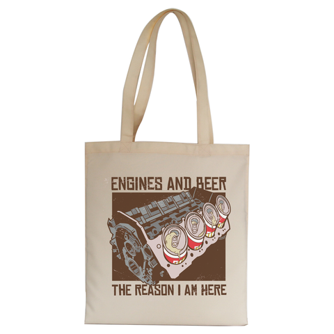Engines and beer tote bag canvas shopping - Graphic Gear