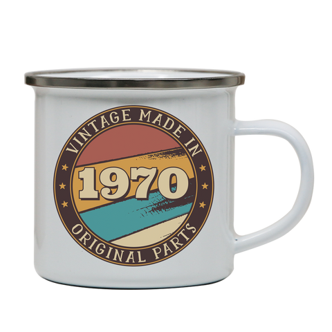 Vintage birthday editable quote enamel camping mug outdoor cup colors - Graphic Gear