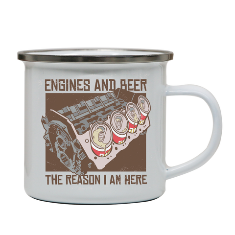 Engines and beer enamel camping mug outdoor cup colors - Graphic Gear