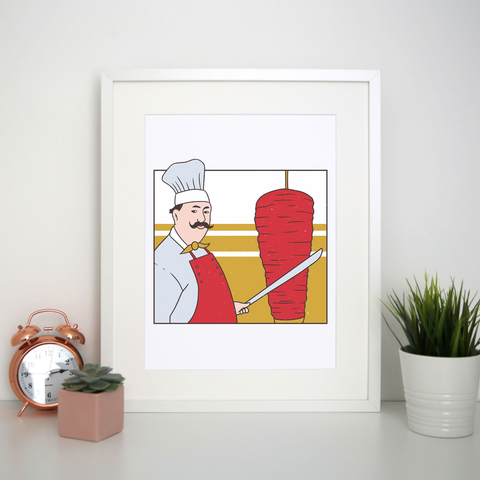Kebab chef print poster wall art decor - Graphic Gear