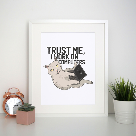 Computer cat print poster wall art decor - Graphic Gear