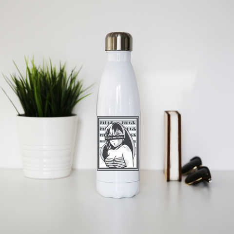 Waifu material anime water bottle stainless steel reusable - Graphic Gear