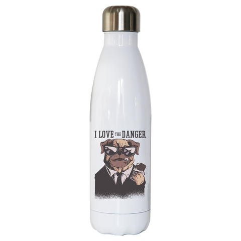 Dog danger water bottle stainless steel reusable - Graphic Gear