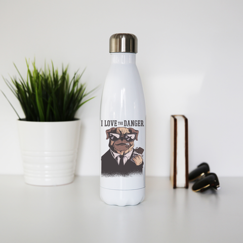 Dog danger water bottle stainless steel reusable - Graphic Gear