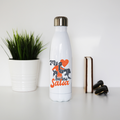 Salsa heart water bottle stainless steel reusable - Graphic Gear