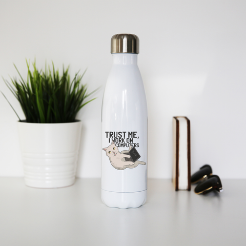 Computer cat water bottle stainless steel reusable - Graphic Gear