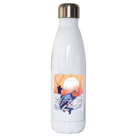 Fisherman illustration water bottle stainless steel reusable - Graphic Gear