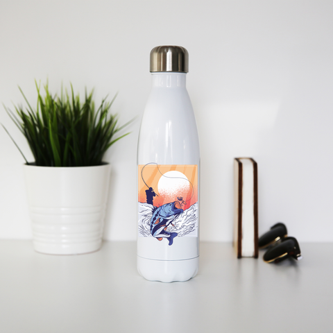 Fisherman illustration water bottle stainless steel reusable - Graphic Gear