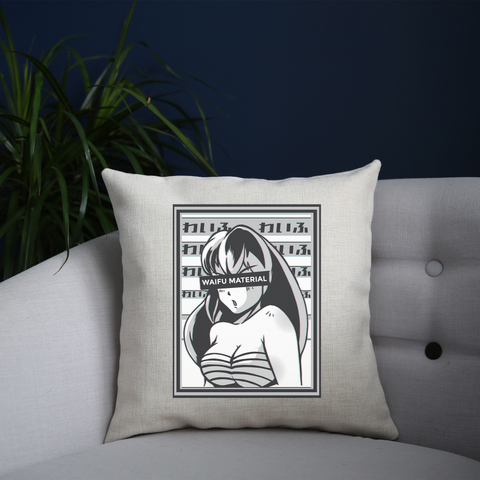 Waifu material anime cushion cover pillowcase linen home decor - Graphic Gear
