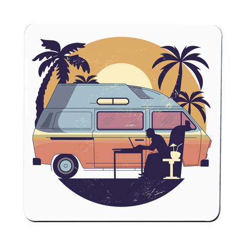 Camper van sunset coaster drink mat - Graphic Gear